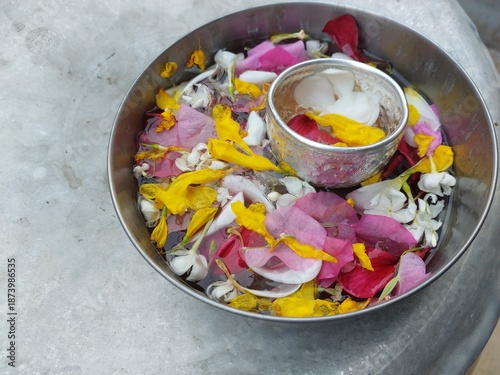 Traditional Flower Water Bowl for Thai Songkran Ritual