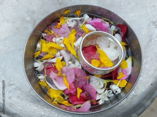 Traditional Flower Water Bowl for Thai Songkran Ritual