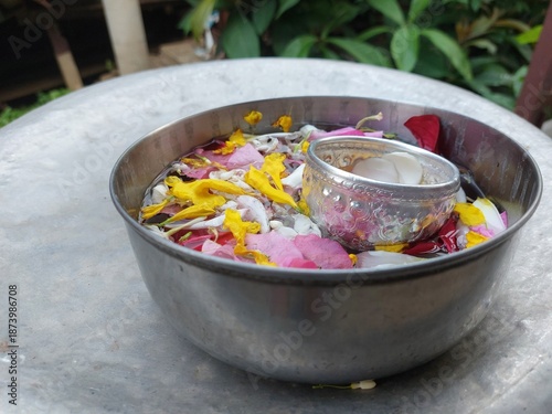 Traditional Flower Water Bowl for Thai Songkran Ritual