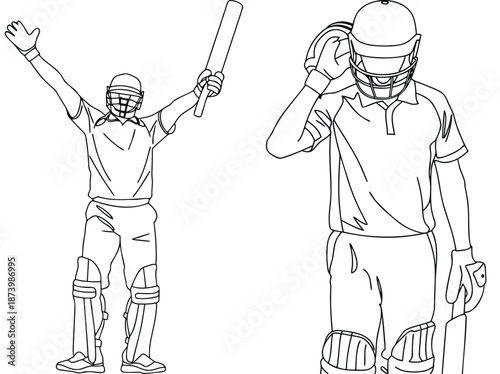 Cricket Players Celebrating Victory Sketch Illustration