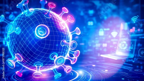 Wallpaper Mural Glowing digital network sphere with connected nodes and data signals showing global communication technology and advanced information systems Torontodigital.ca