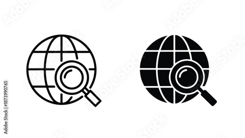 Search and Location Icons Vector Set Flat Design Illustration. Modern style icon. Vector icon set. Glyph and solid icon set. Icon vector. Flat Design Icon. line icon set