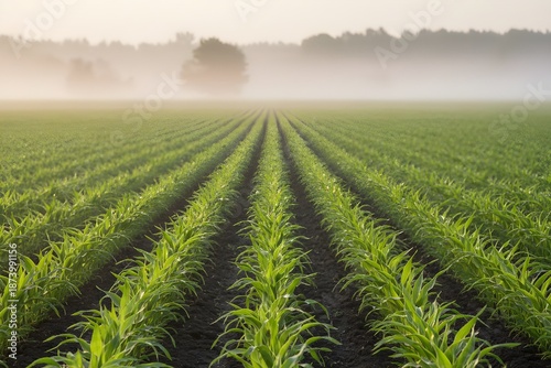 rows of corn field after harvest