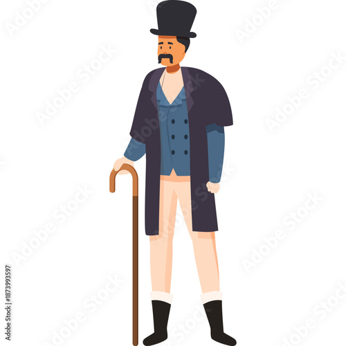Victorian Gentleman with Top Hat and Cane