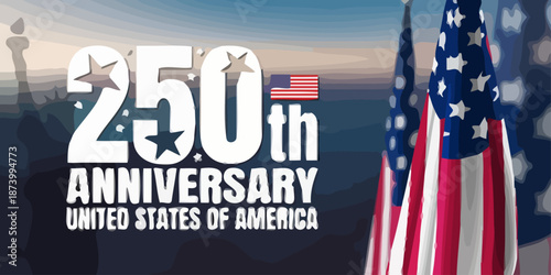 Commemorating 250 years of national history, independence, and patriotic spirit, symbolizing freedom and unity through iconic American emblems and celebratory visuals for a significant milestone
