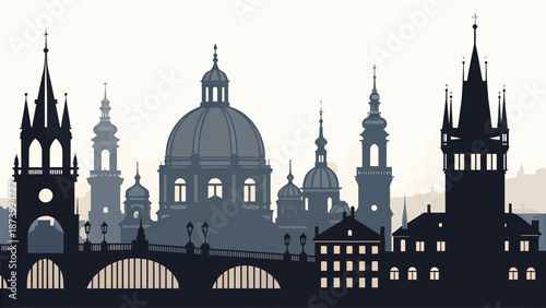 Prague cityscape with Charles Bridge and Gothic spires at dusk