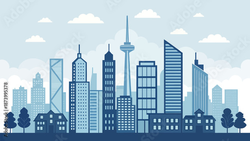 Modern cityscape with skyscrapers and urban landscape