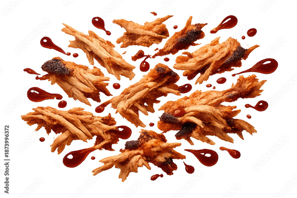 Obraz premium Chicken strips with sauce on a transparent background, tasty meal