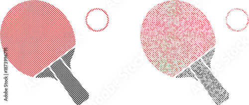 Ping Pong Paddle and Ball Icon Set Vector
