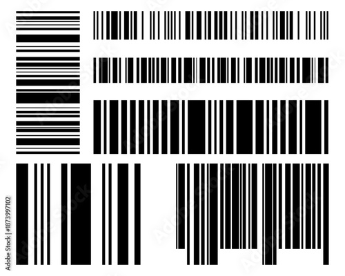 Barcode vector collection. Black and white scan codes.
