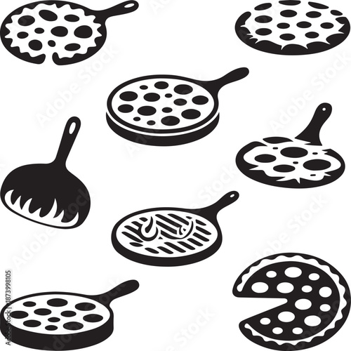 black and white waffle icons on white background