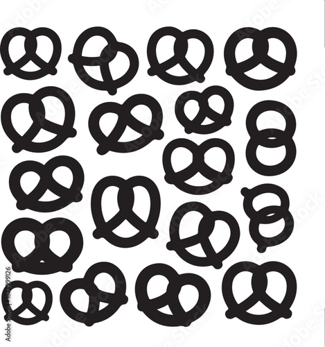 black pretzels on white background