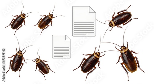 Cockroaches Infesting Documents and Papers.