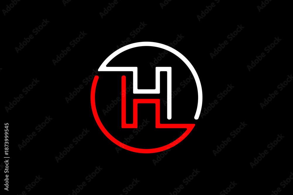 Obraz premium This is a white and red letter H and circle logo suitable for use in logo designs for children's toy companies, assembly, technicians, workshops, manufacturing, automotive, children's toys, plain
