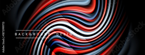Abstract flowing lines create dynamic wave pattern. Red, white, blue hues blend, forming modern background design. Smooth gradients enhance visual appeal.
