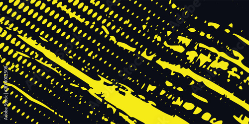 Yellow and black backdrop with dot halftone pattern element. Abstract brush grunge background. retro comic concept for your graphic design, banner or poster.