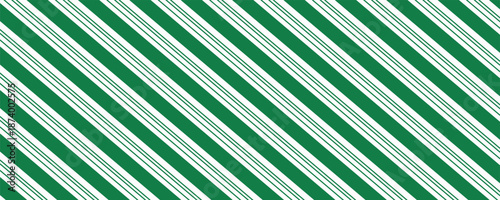 Vintage green candy cane stripes Christmas holiday Vector Pattern. Retro french horizontal ticking stripes green white seamless pattern.