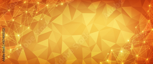 PrintaAbstract dark Orange Geometric Polygonal background molecule and communication. Connected lines with dots. Concept of the science, chemistry, biology, medicine, technology.