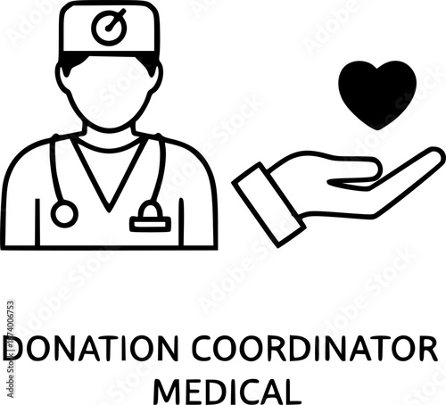 Organ Donor Coordinator Silhouette Medical Professional Transplant Coordinator Healthcare Black Vector Isolated White Background Organ Donation Specialist Tissue Bank Procurement