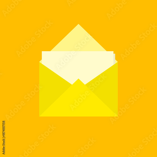 Illustration of Yellow Envelope with Two Letter Inside