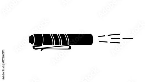 Flashlight symbol, black isolated silhouette