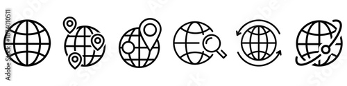 Location, icon, vector, set, Route, Illustration, sign, collection,  Flights, symbol, Globe, logo,