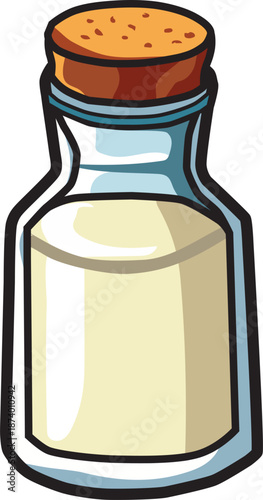 Glass Ingredient Bottle with Cork Vector for Kitchen set Sticker