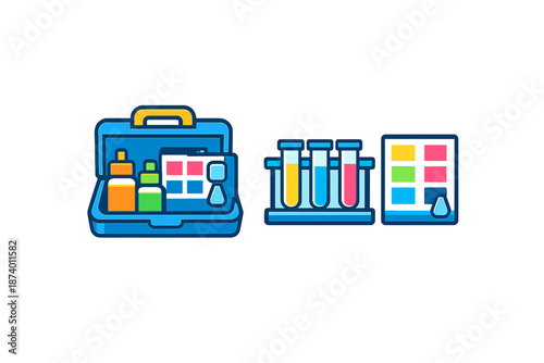 Set of science and color icons