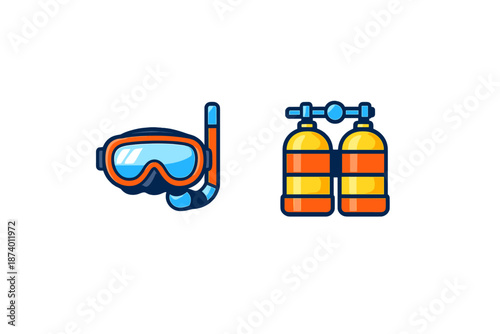 Scuba diving equipment icons