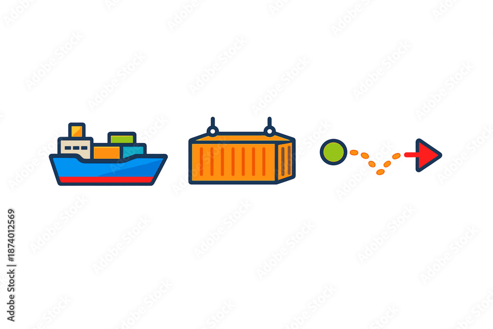 Obraz premium Shipping container process flow diagram