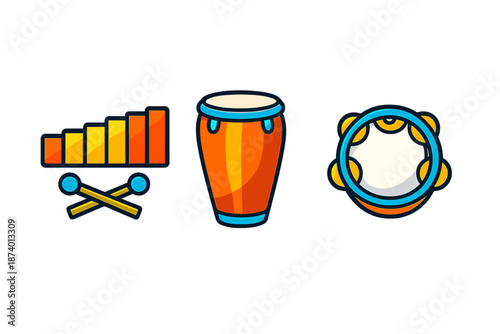 Musical Instrument Icons on a Gradient Background
