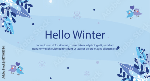 Blue winter Christmas background with falling snow and festive vector design