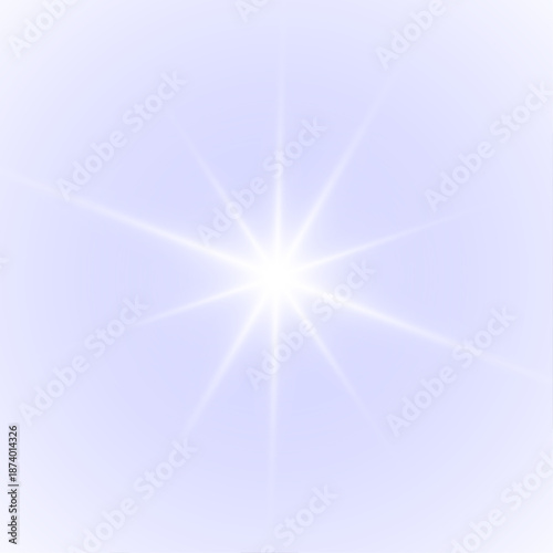 Png star light in white with sun and flowing sunlight blue rays. Sparkle, sparks and flash highlights animate the starburst. Bright glowing light spreads across background. Vector illustration.