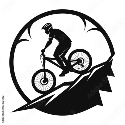 Downhill Mountain Bike Action Silhouette
