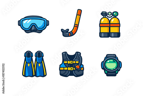 Scuba Diving Equipment Icons