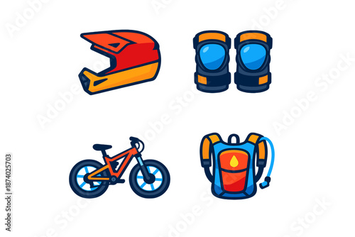 Mountain Biking Gear Icons