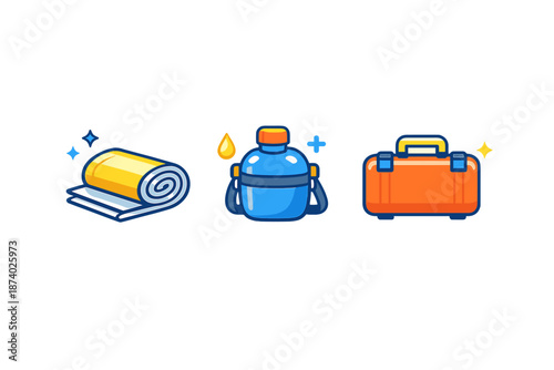 Camping Gear Icons Set