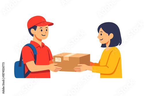 Delivery person handing a package to a customer