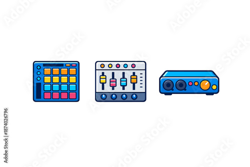 Set of music production icons