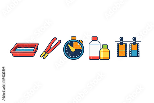 Photography Developing Tools Icon Set