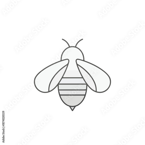 A simple black and white illustration of a bee logo vector with a minimalist design on a plain white background.