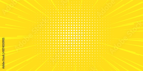Yellow comic book background. Modern creative pop art orange halftone style background