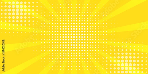 Yellow comic book background. Modern creative pop art orange halftone style background