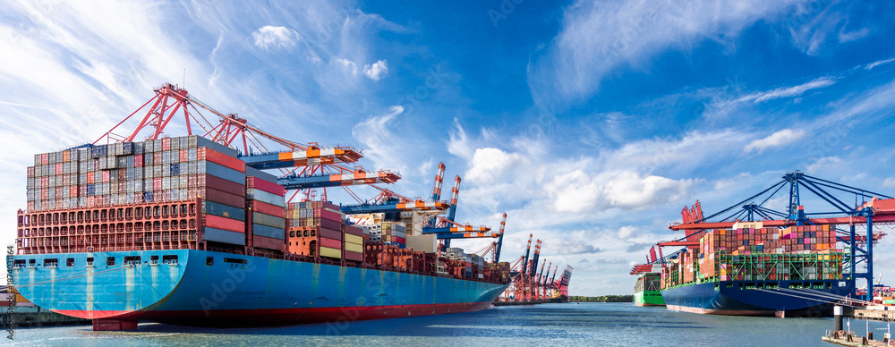 Obraz premium Container ships in the Port of Hamburg