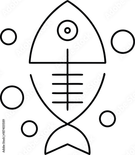 fish line art vector illustration on transparent background