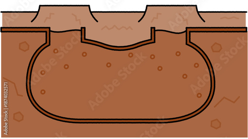 地下の巣穴を断面で表現したシンプルな背景イラスト