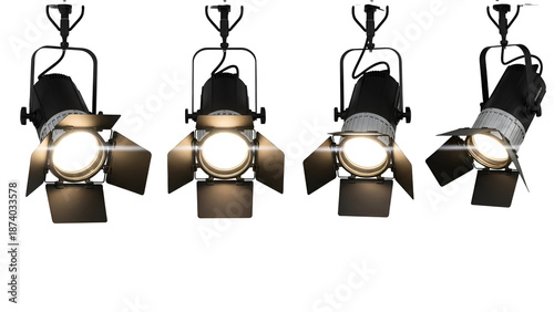 Four Spotlights Shining on Black Background lighting