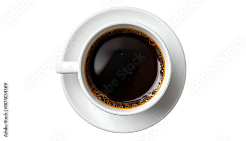Wallpaper Mural Overhead view of a white ceramic coffee cup filled with dark coffee, on a saucer (1) Torontodigital.ca