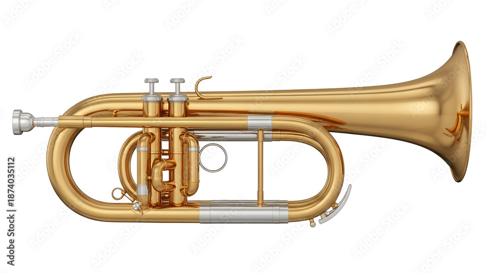 Obraz premium Golden Trumpet Musical Instrument on Black Background