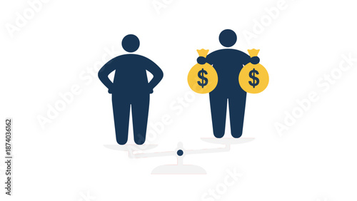 Financial equality and economic disparity concept on a balance scale